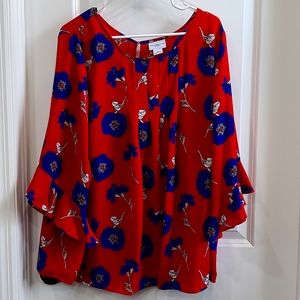 Liz Clairborne Women's Red Floral Blouse